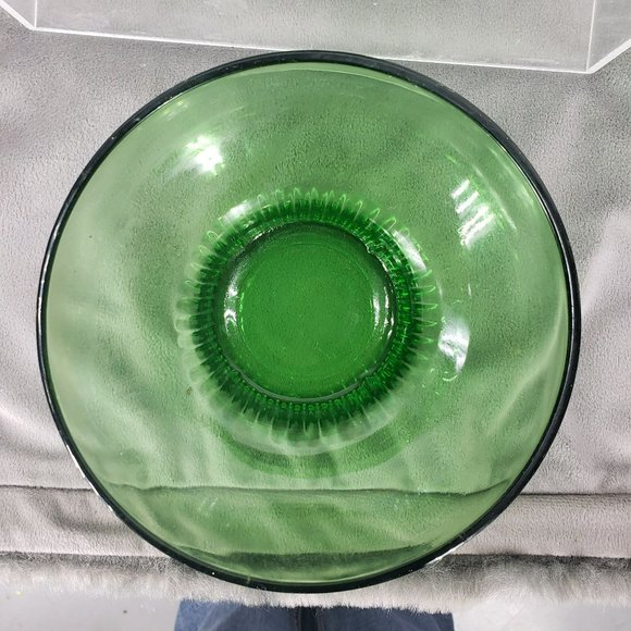 Vintage Green Glass Bowl by EO Brody Co with Scalloped Rim Pedestal Bowl - Picture 11 of 13